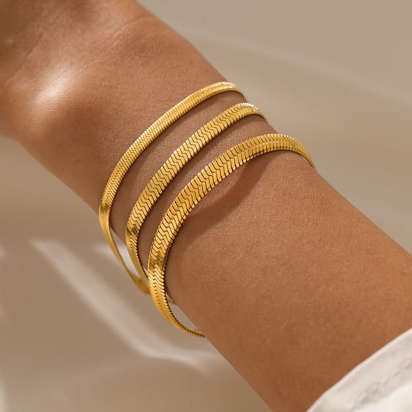 Fashion Stainless Steel Bracelet for Women Popular 3MM/4MM/5MM Flat Snake Chain Bracelet Jewelry