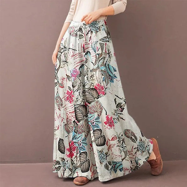 Printed Pants with Elastic Waist Casual Floral Women's Wide Leg Pants Long Pants